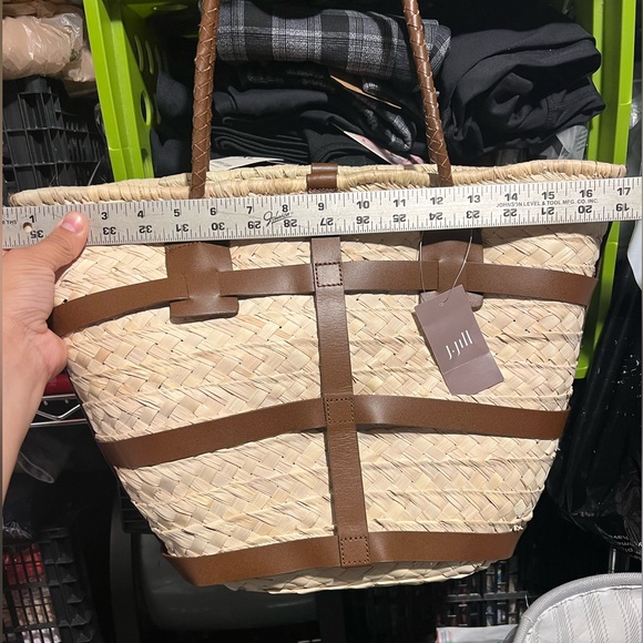J.Jill leather trimmed drawstring basket tote - Picture 8 of 10